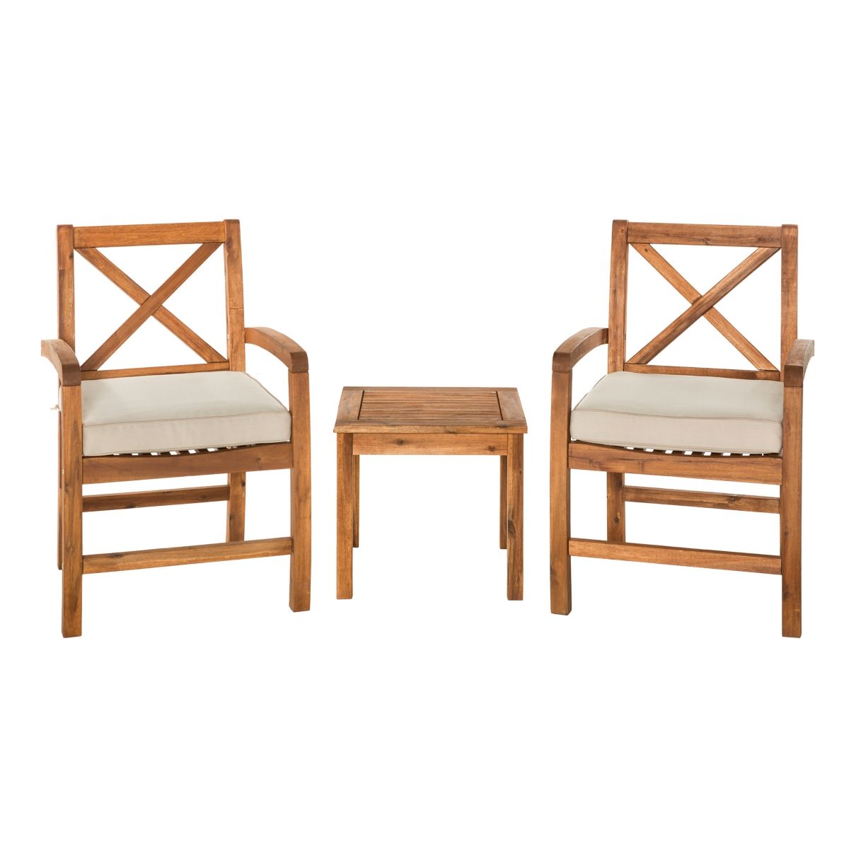 Acacia Wood Patio Chairs with X-Design and Side Table - Brown | Macys (US)