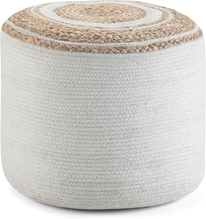 SIMPLIHOME Serena Round Braided Pouf, 18 inch, Natural | Amazon (US)