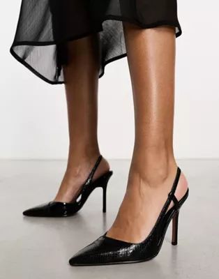 ASOS DESIGN Peri slingback high heeled shoes in black | ASOS (Global)