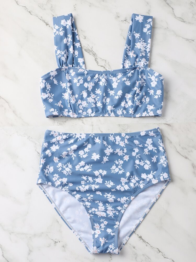 Floral Random Print High Waisted Bikini Swimsuit | SHEIN