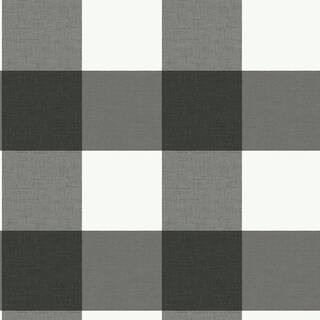 NuWallpaper Charcoal Farmhouse Plaid Peel & Stick Grey Vinyl Strippable Roll (Covers 30.75 sq. ft... | The Home Depot