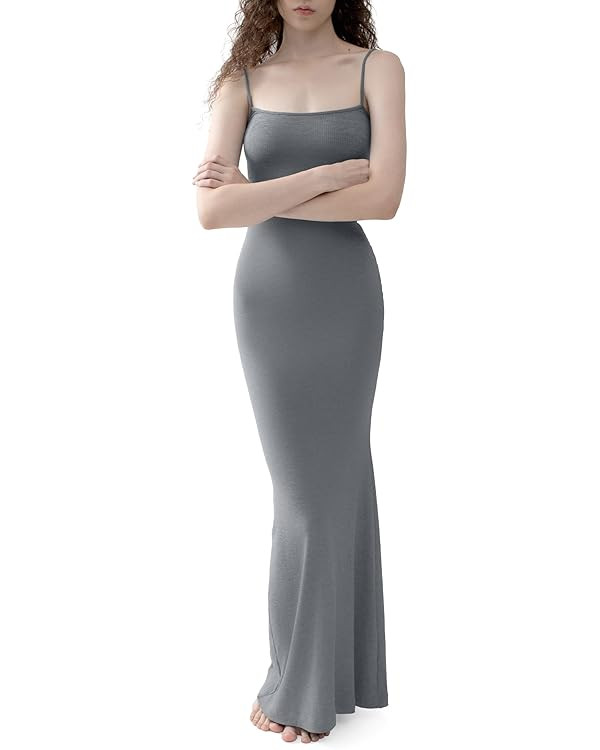 PUMIEY Women's Slip Maxi Dress Sexy Ribbed Bodycon Dresses Long Dress | Amazon (US)