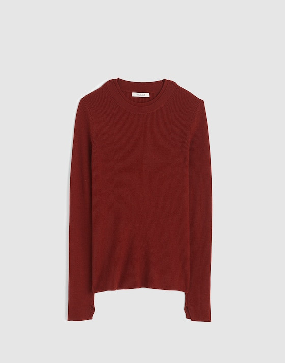 Double Layered Crewneck in Merino-Silk Blend | Madewell