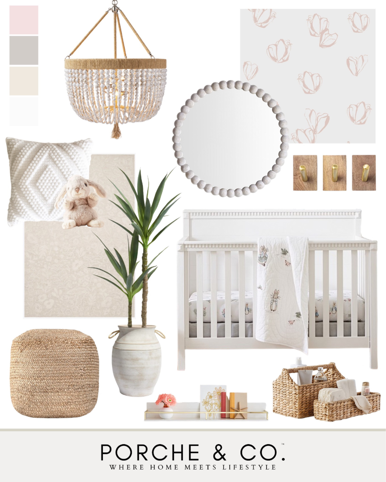 Nursery design, nursery mood board, nursery inspo, nursery decor, girl nursery, crib, mirror #nursery #moodboard 

#LTKhome #LTKstyletip #LTKfamily