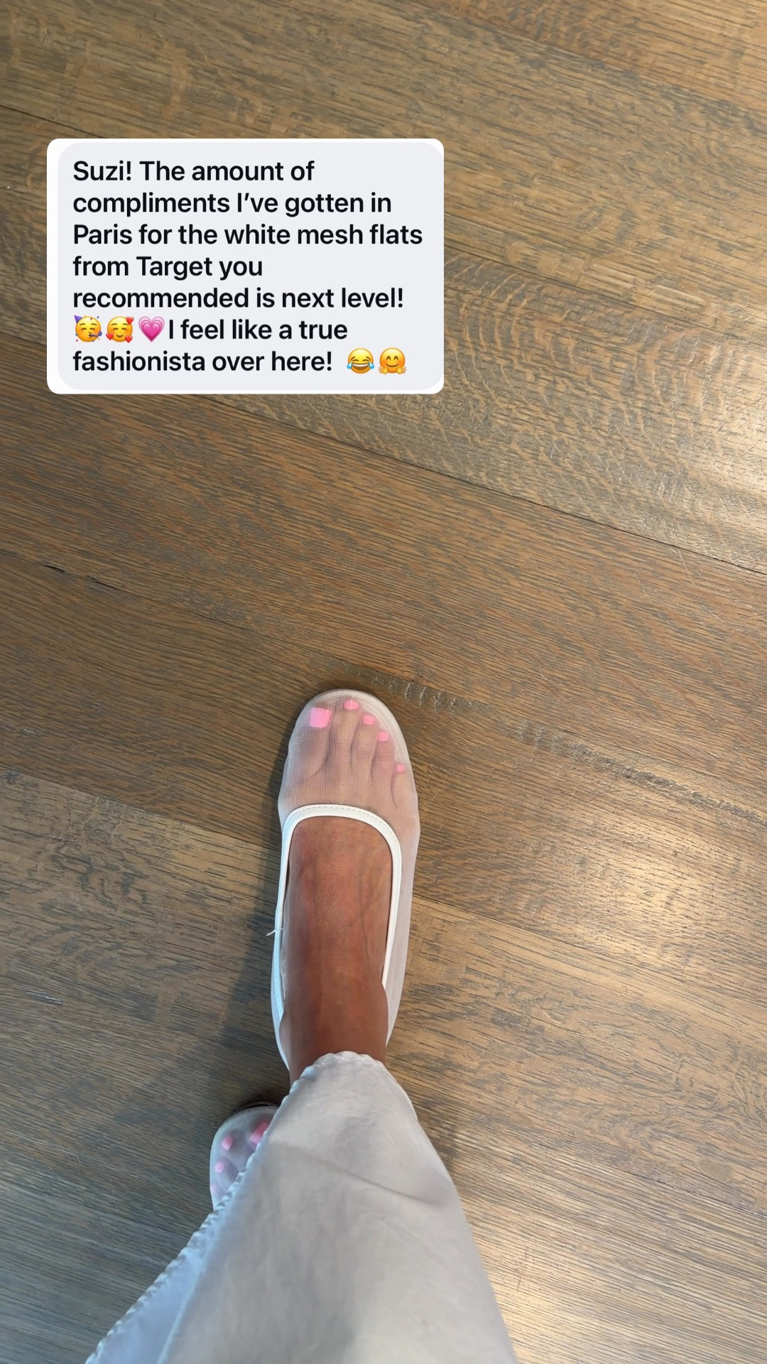When a follower messages you from Paris to say she has been getting nonstop compliments on a $25 Target shoe find, you share it again immediately. These Target white mesh ballet flats are one of those affordable women’s flat shoes that look so much more expensive than they are and apparently they are just as chic on the streets of Paris as they are for everyday summer outfits over 40. At $25 they are one of the best Target shoe finds of the season and a minimalist white mesh flat that works with everything from wide leg denim to linen trousers to summer dresses.

#LTKootd #LTKOver40 #LTKSaleAlert