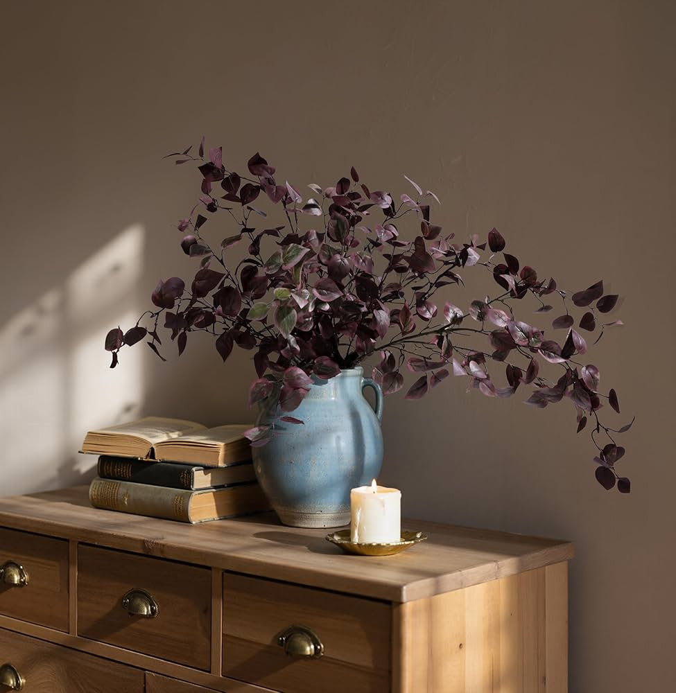 5PCS Artificial Fall Eucalyptus Leaves Stem Plants, 32.7 inch Fake Leaves Autumn Greenery Branche... | Amazon (US)