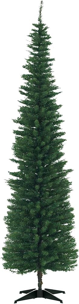 HOMCOM 7' Artificial Pencil Christmas Tree, Slim Xmas Tree with 499 Realistic Branch Tips and Pla... | Amazon (US)