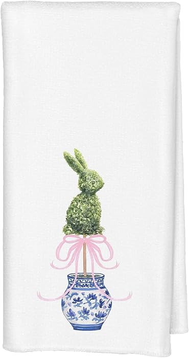 Chinoiserie Porcelain Easter Bunny Kitchen Towels, Coquette Pink Bow Potted Bunny Decorative Dish... | Amazon (US)