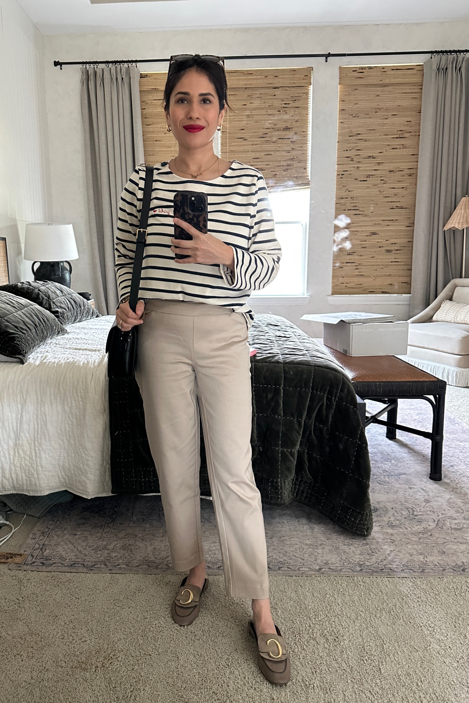 Fall look for Houston weather! Love this striped top from Sezane and pull on straight paints from kohls. Loafers are Chloe but super old 

#LTKfindsunder50 #LTKstyletip #LTKworkwear