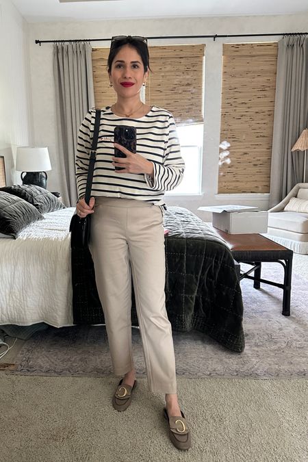 Fall look for Houston weather! Love this striped top from Sezane and pull on straight paints from kohls. Loafers are Chloe but super old 

#LTKfindsunder50 #LTKstyletip #LTKworkwear