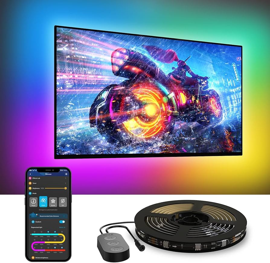 Govee TV LED Backlight, RGBIC Smart LED Strip Lights for 55-65 Inch TVs, Bluetooth and Wi-Fi APP ... | Amazon (US)