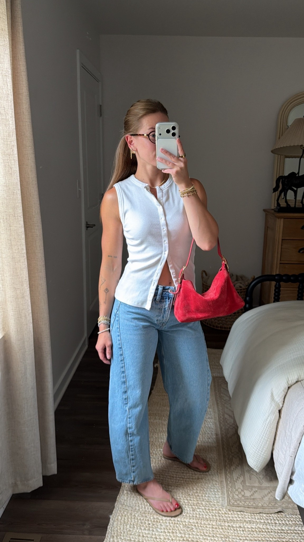 7/6/26 Casual Outfit of the Day

Today’s casual outfit 🤍 Wearing my Abercrombie barrel jeans with an Abercrombie tank, TKEES flip-flops, Amazon blue light glasses, and my red J.Crew bag for the perfect pop of color. An effortless everyday look that’s comfortable, polished, and easy to wear from coffee runs to errands. Everything is linked here ✨

#LTKootd #LTKSeasonal