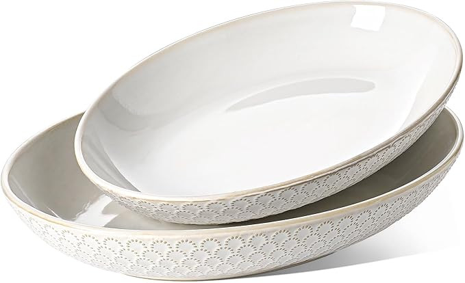 LE TAUCI Ceramic Serving Bowls Set of 2, Large Oval Serving Dishes for Entertaining, 11.8 & 13.7 ... | Amazon (US)