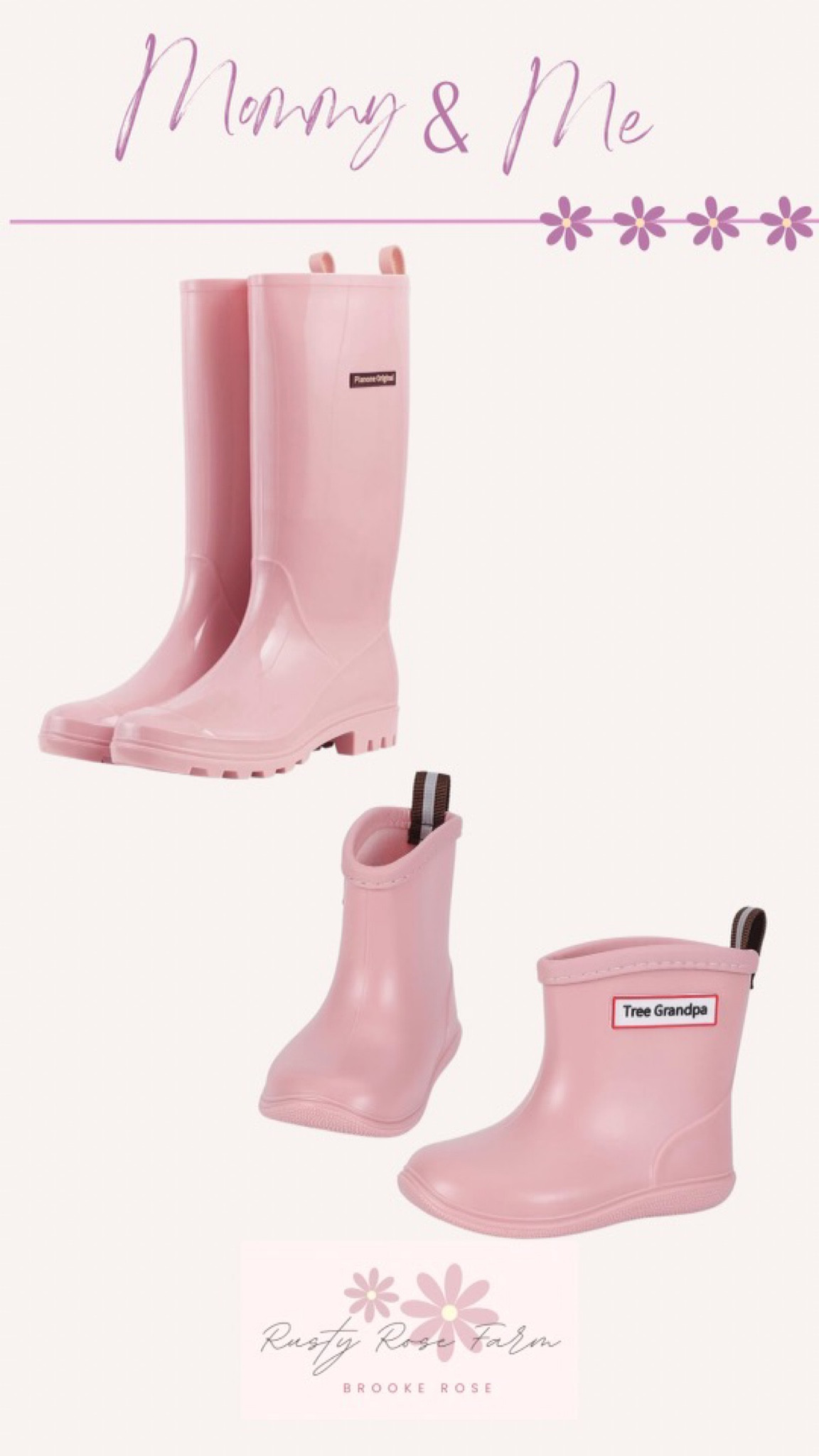 Our Mommy & me pink rain boots. They come in tons of colors! 

#LTKfamily #LTKshoecrush #LTKkids