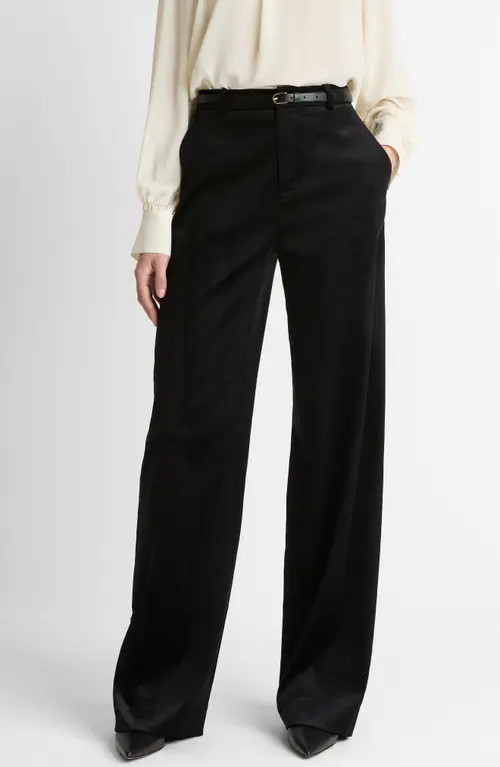 Vince High Waist Wide Leg Velvet Pants in Black at Nordstrom, Size 00 | Nordstrom