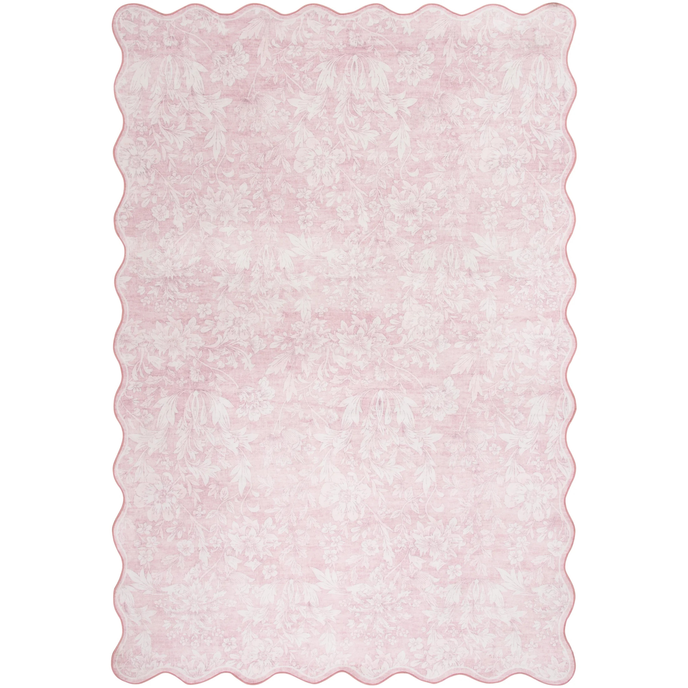Mainstays 7'x10' Pink Feather Faux Fur Scalloped Indoor Area Rug | Walmart (US)