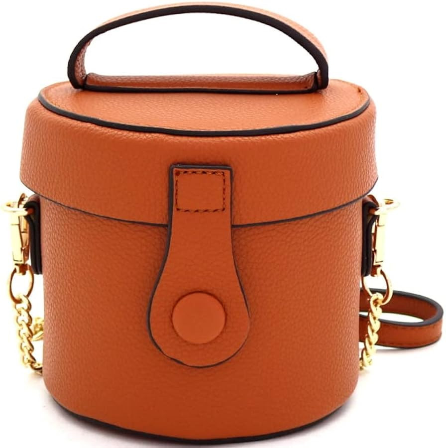Womens Girls Faux Leather Top-Handle Small Bucket Round Satchel Purse Crossbody Bag | Amazon (US)