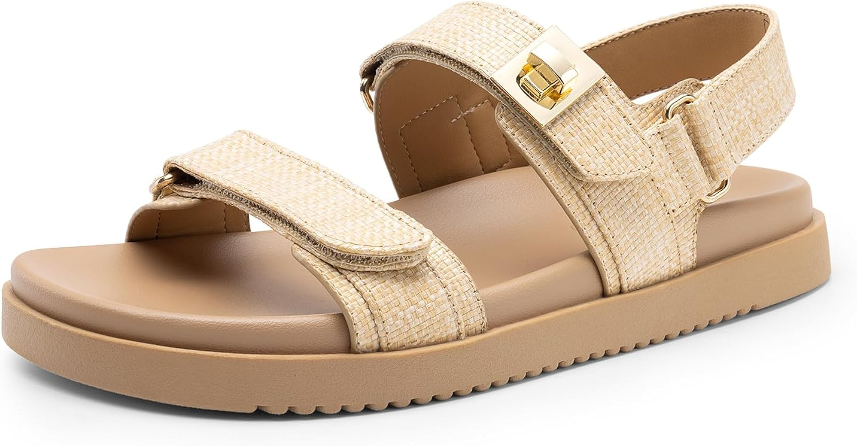 DREAM PAIRS Women's Comfortable Open Toe Flat Sandals Fashion One Band Summer Dessy Sandals | Amazon (US)