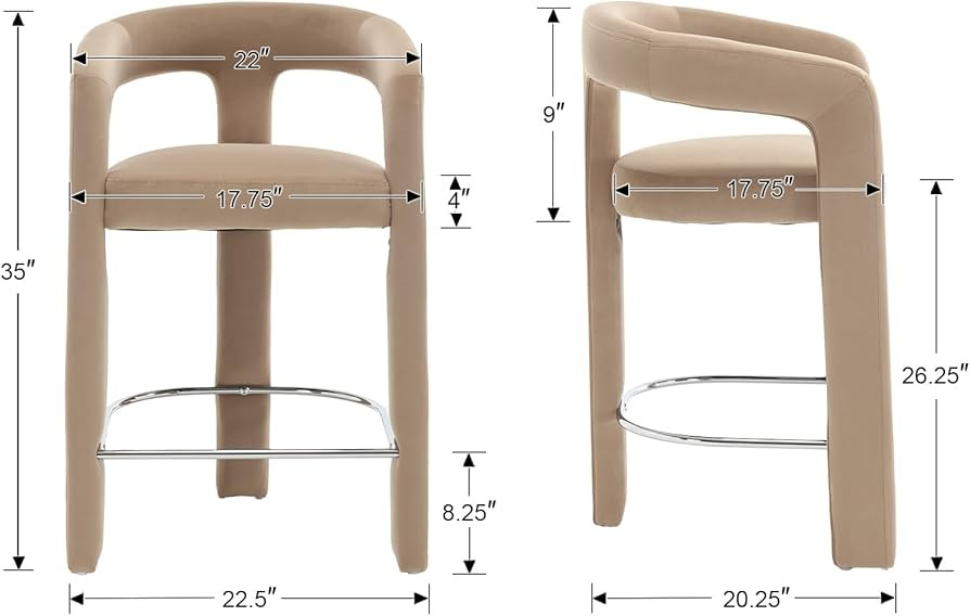 HNY 26 Inch Modern Tall Barrel Bar Stools Set of 4, Velvet Upholstered Barstools with Open Backs,... | Amazon (US)
