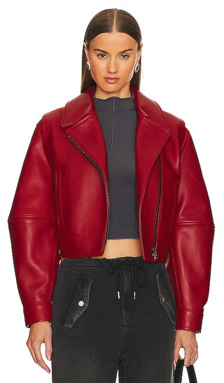 Leather Biker Jacket in Red | Revolve Clothing (Global)