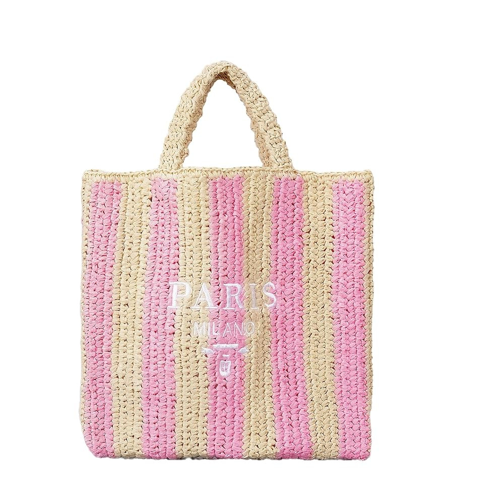 Straw Beach Bag for Women Summer Woven Tote Bag Packable Straw Purses and Handbags for Vacation H... | Amazon (US)
