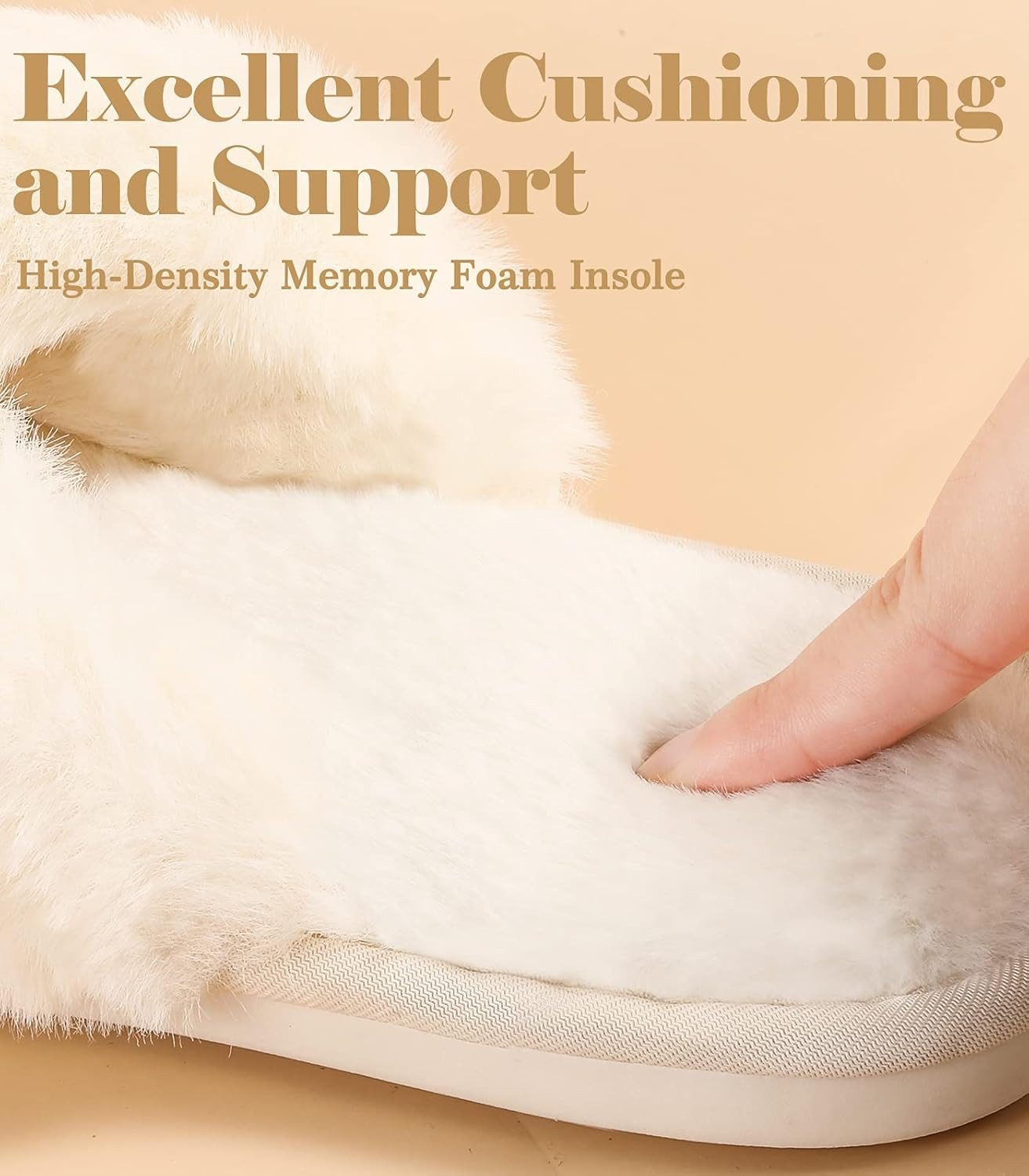 Womens Fuzzy Memory Foam Slippers - Ankis Cross Band Cozy Plush Home Slippers Fluffy Furry Open T... | Amazon (US)