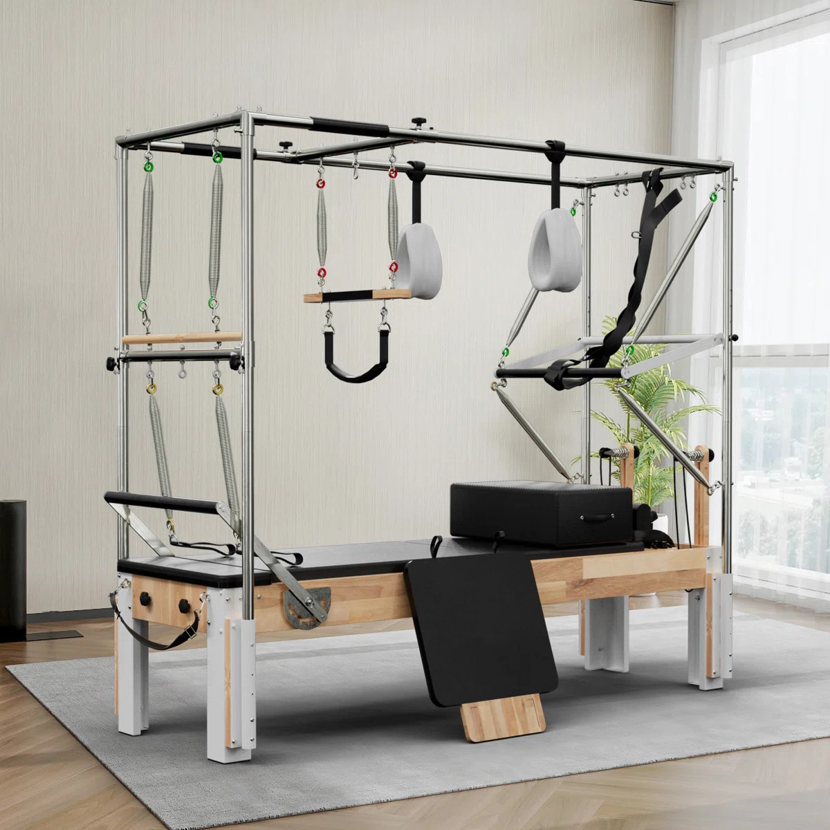 Wooden Pilates Reformer & Cadillac Trapeze Table Combo – Complete Home Studio With Jumpboard & ... | Wayfair North America