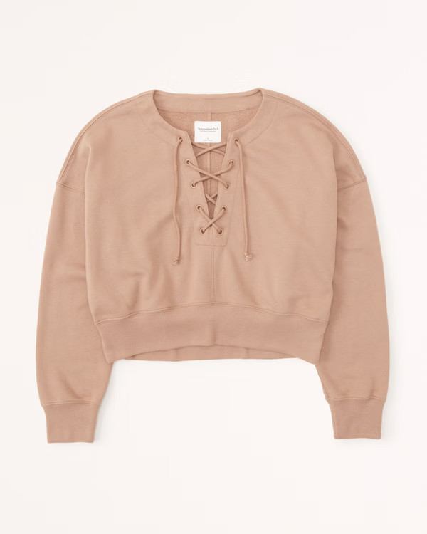 Lace-Up Crew Sweatshirt | Abercrombie & Fitch (US)