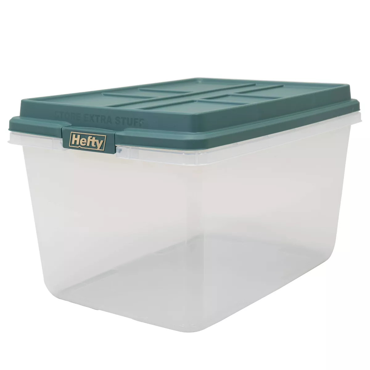 Hefty 72qt Hi-Rise Storage Box - Green Lid + Latch + Gold Foil | Target