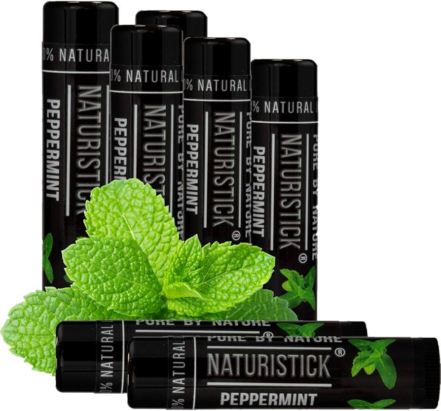 7-Pack Black Peppermint Lip Balm for Men and Women. Attractive Black Stick Gift Set by Naturistic... | Amazon (US)