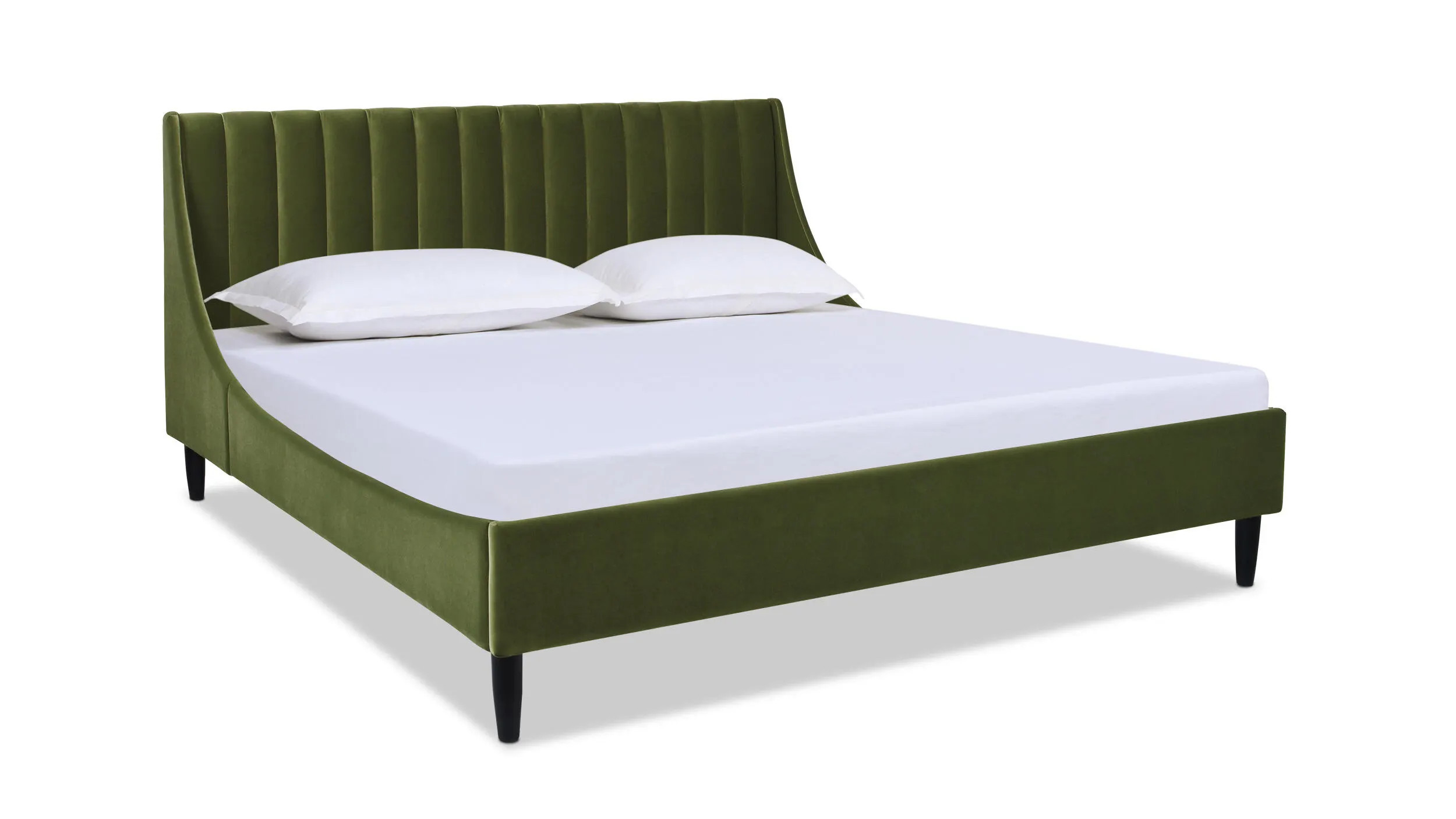 Aspen Vertical Tufted Modern Platform Bed, Olive Green | Ashley