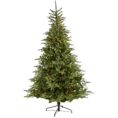 Nearly Natural 8' Pre-Lit LED Full North Carolina Spruce Artificial Christmas Tree Clear Lights | Target