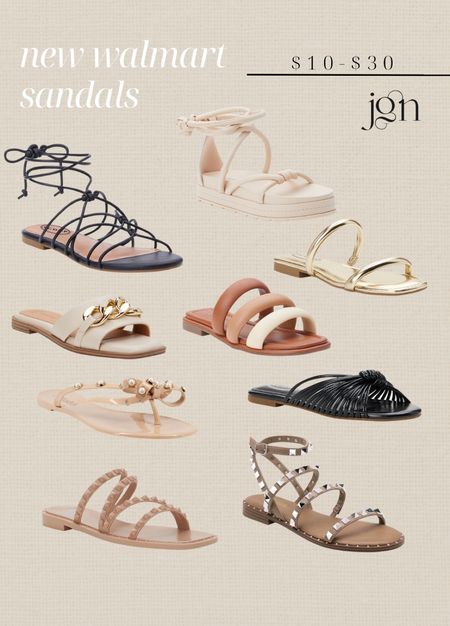 New Walmart sandals starting at $10 up to $30 👡 #sandals #shoes #tieupsandals #blacksandals #nudesandals #goldsandals #summersandals #springbreak #beachvacay #shoes 

#LTKFind #LTKshoecrush #LTKunder50