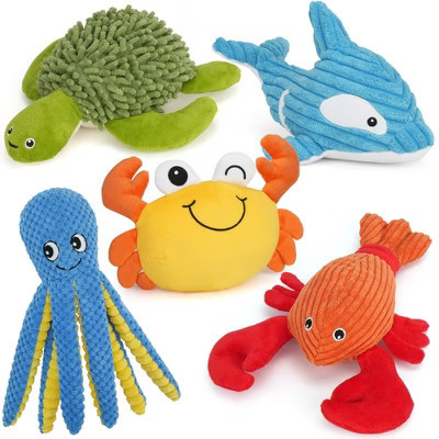Prime Pets Dog Toys, 5Pcs Plush Ocean Animal Dog Squeaky Toy, Crinkle Pet Toy, Stuffed Puppy Chew Toys | Target