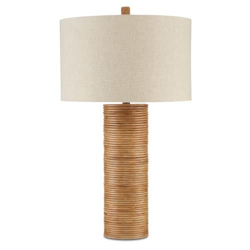 Lea Coastal Beach Natural Brown Rattan Bedside Table Lamp | Kathy Kuo Home