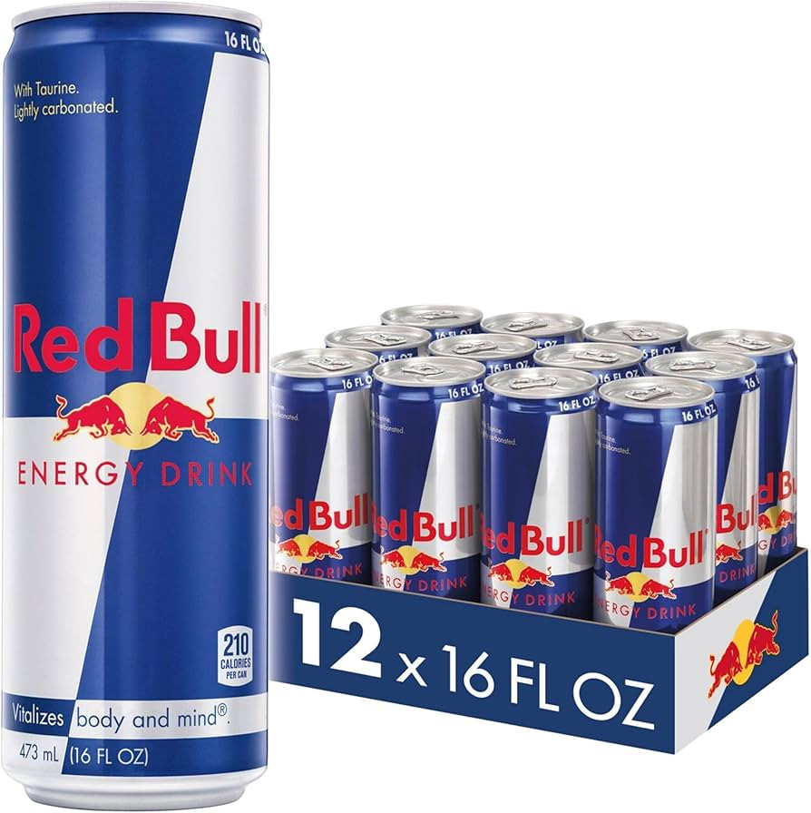 Red Bull Energy Drink with 151mg Caffeine plus Taurine & B Vitamins, 16 Fl Oz, Pack of 12 Cans | Amazon (US)
