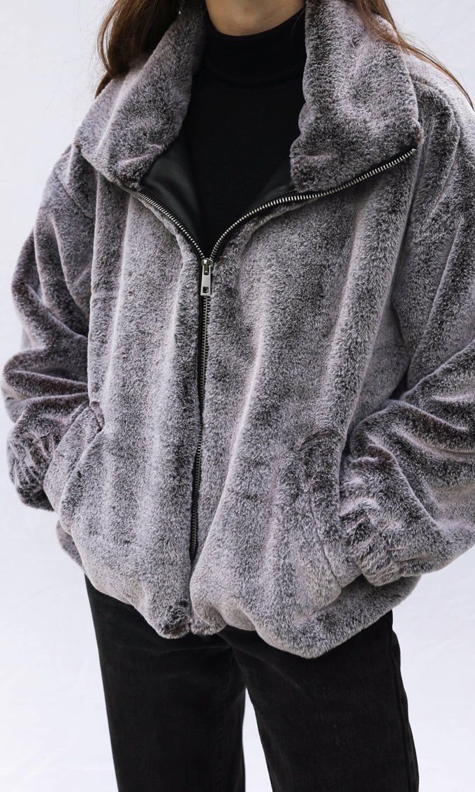 Lucas Cozy Faux Fur Bomber Zip-up Jacket - FINAL SALE | Greylin Collection | Women's Luxury Fashion Clothing 