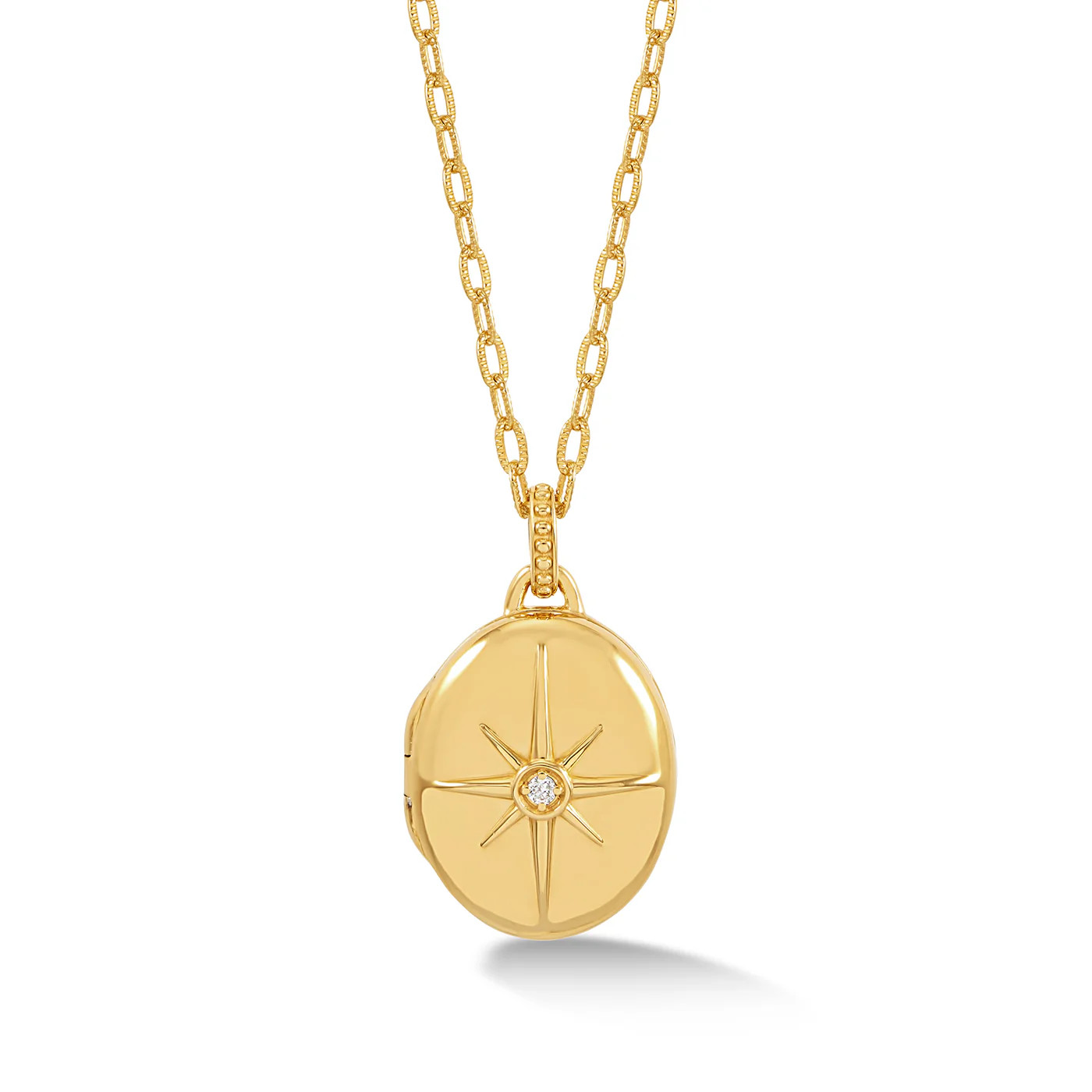 Diamond Starburst Oval Locket | Dower & Hall