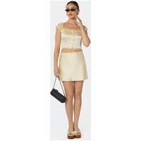 ASTR the Label | Elliana Scallop Trim Satin Mini Skirt in Butter yellow |  Size L | ASTR The Label (US)