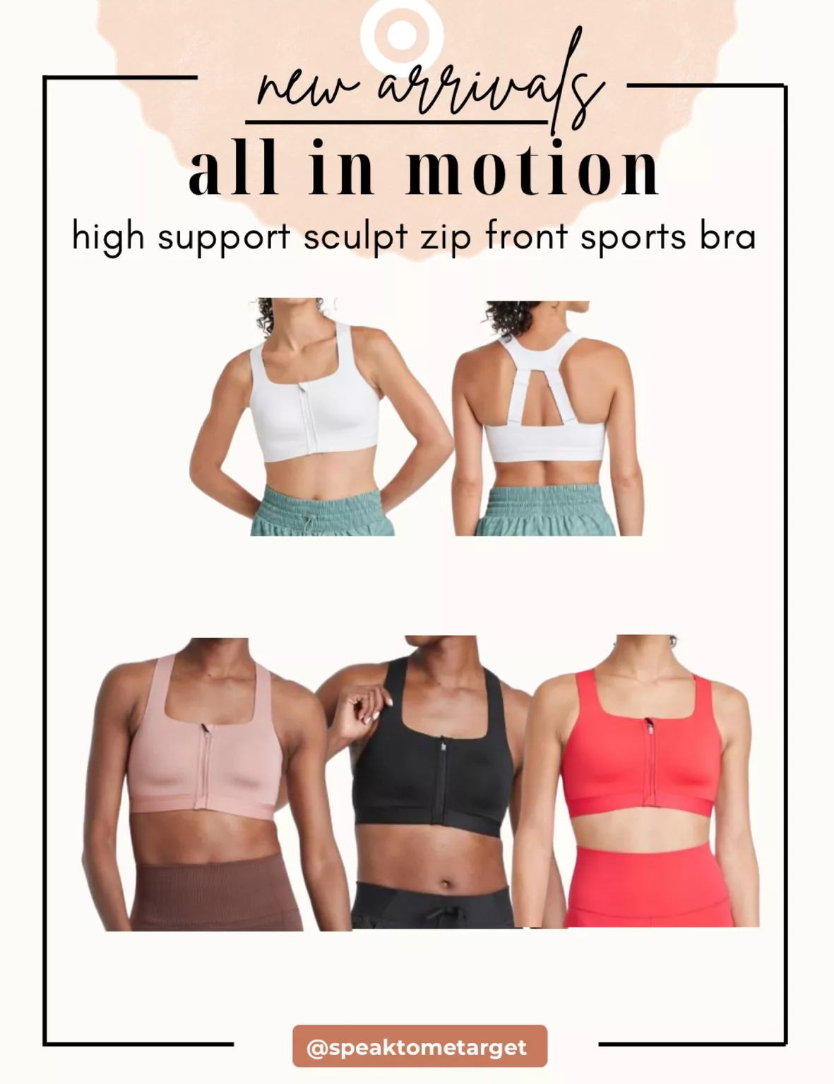 Women's High Support Sculpt Zip-Front Sports Bra - All in Motion