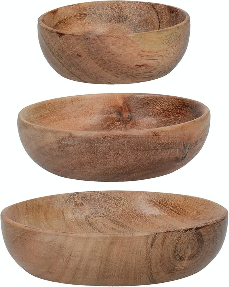 Artesà Wooden Salad Serving Bowls, Food Serving Dishes, Acacia Wood Appetiser Plates, 12.4cm (5'... | Amazon (UK)