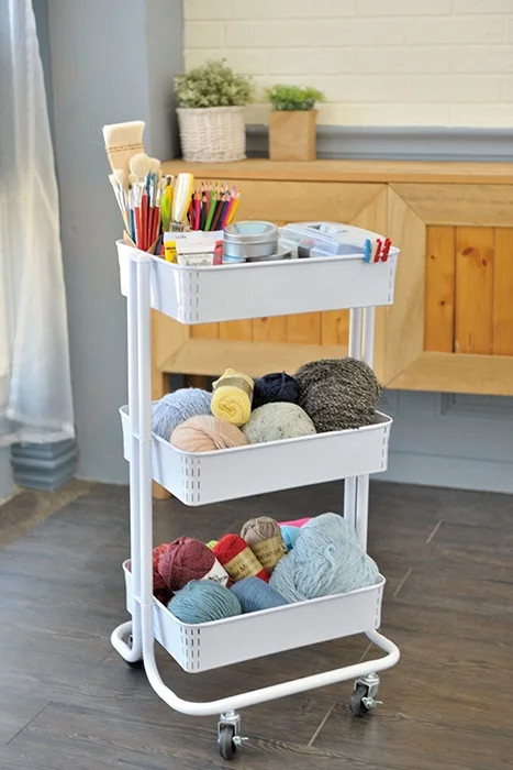 3-Tier Metal Craft Storage Cart White - Walmart.com | Walmart (US)