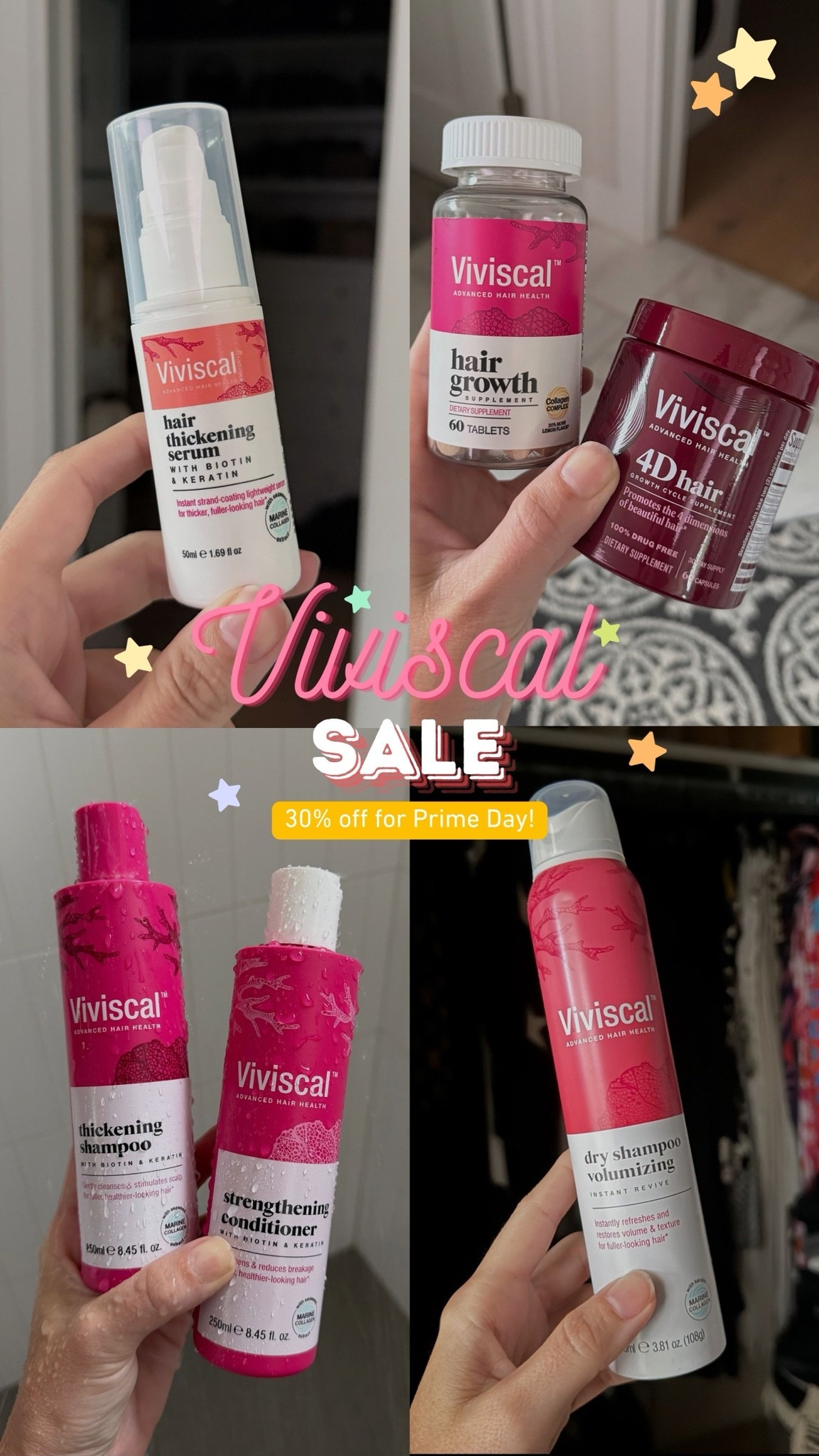 My tried and true hair growth supplements and thickening shampoo and serums are all up to 50% off for prime day. My hair supplements are 25% off and the men’s version is on sale as well.