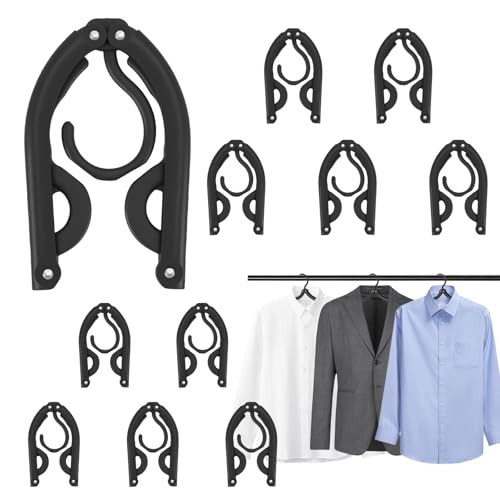 10 Pcs Travel Hangers, 2026 Cruise Ship Essentials, Foldable Plastic Hangers for Suitcase, Portable Travel Must Haves for RV Camping Hotel Europe Vacation (Black) | Amazon (US)