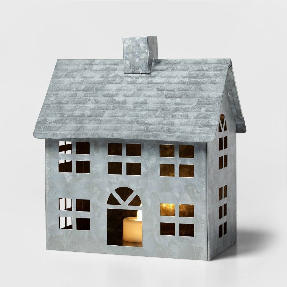 Galvanized House Decorative Figurine Silver - Wondershop | Target