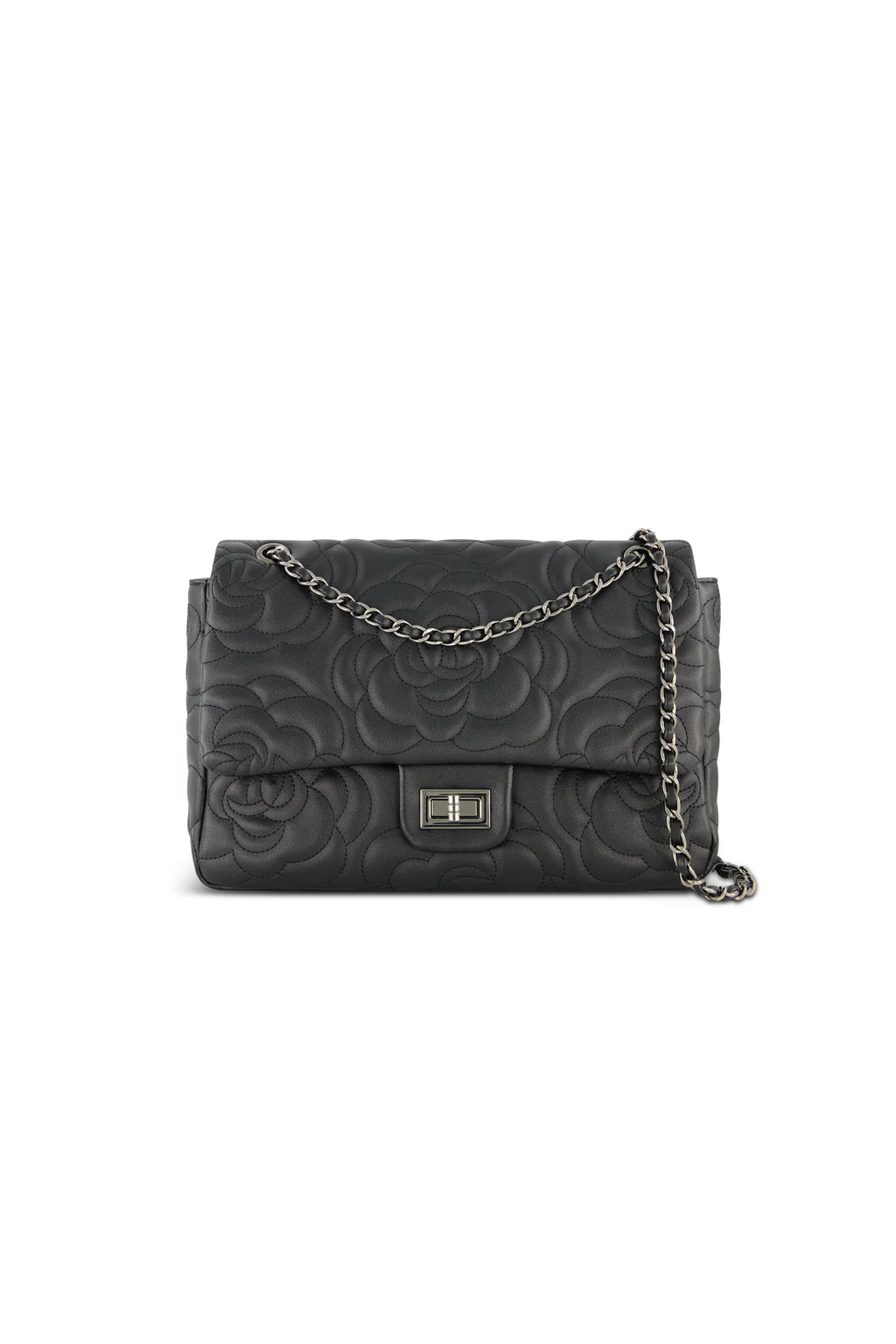 Alessia Rose Embossed Leather Bag - Black | The Noli Shop