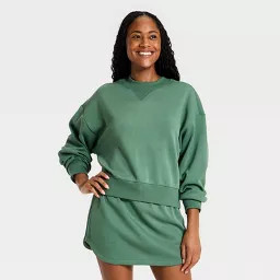 Women's Airy Sleek Pique Crewneck Sweatshirt - All In Motion™ Black M | Target