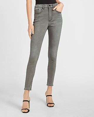 High Waisted Gray Faded Skinny Jeans, Women's Size:16 Long | Express