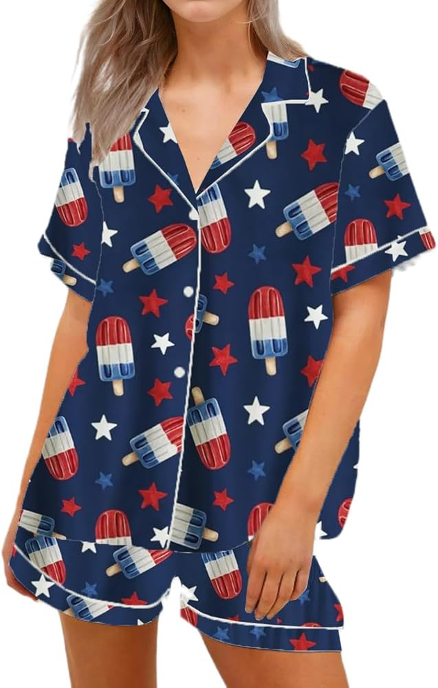 Women Easter Pajamas Set Cute Bunny Button Down Shirt and Shorts 2 Piece Pj Set Y2K Easter Outfit... | Amazon (US)