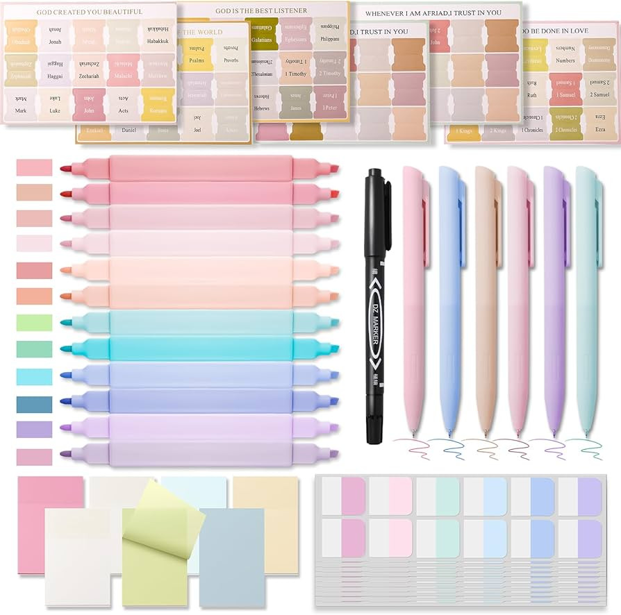 XKDOUS 44 Pcs Bible Study Supplies Journaling Kit for Women, Bible Study Kit Includes Highlighter... | Amazon (US)
